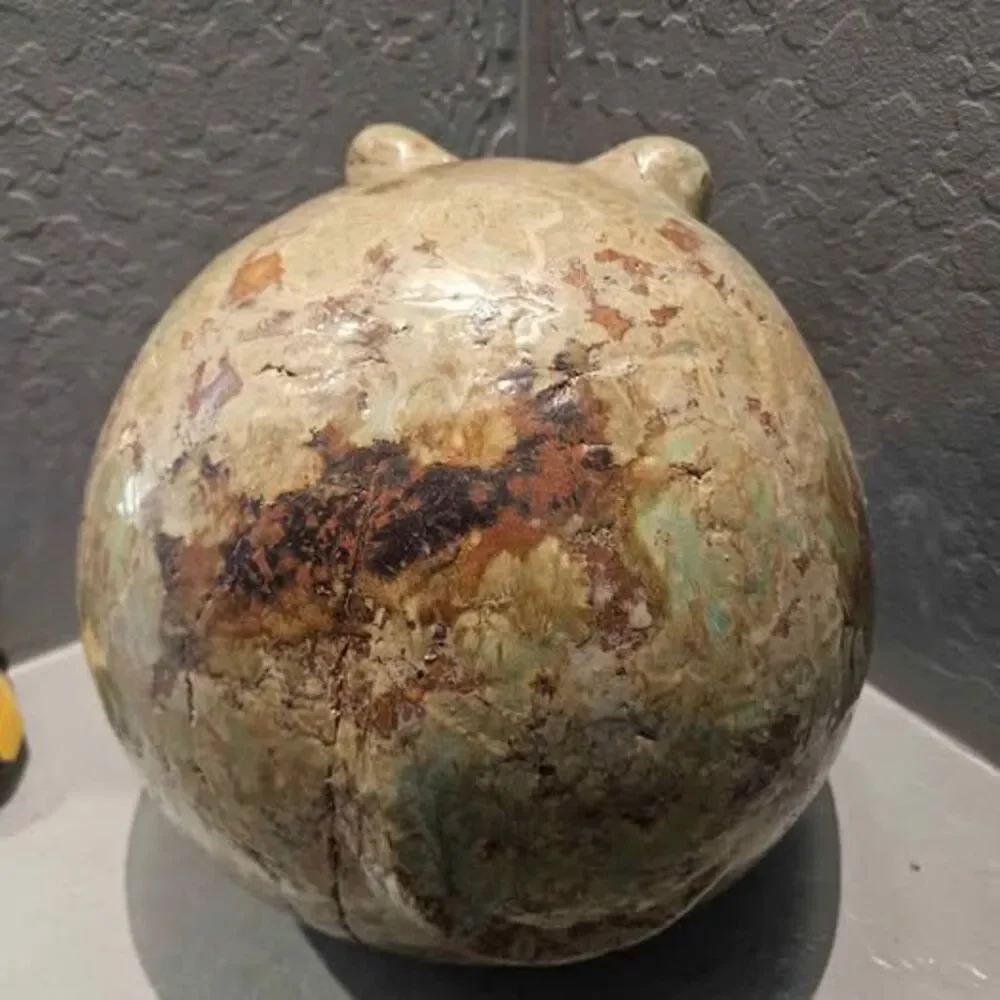 Hand Glazed Ceramic Fat Cat Statue 10